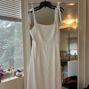 White midi dress with slit